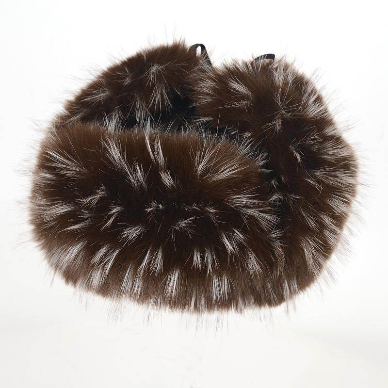 Winter Imitation Fox Hair Raccoon Hair Lei Feng Hat Men and Women Plush Warm Cold Ear Protection Fur Foreign Trade Fur Hat