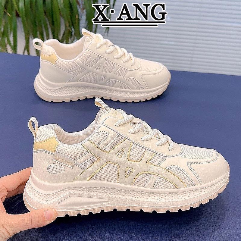 Leather soft-soled mesh breathable children's shoes versatile thick-soled casual sports shoes show feet little dad shoes