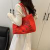 Hello Kitty Trendy Canvas Handbag With Durable Material And Double Shoulder Straps For Women