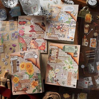 1PC Old Dreams New Love Series Plant Notebook Decoration Material Stickers Notebook Material Card Paper