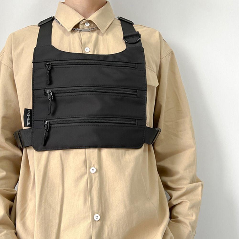 Large Capacity Man' s Vest Bag Nylon Message Crossbody Pouch Zipper Men Chest Bag  Outdoor