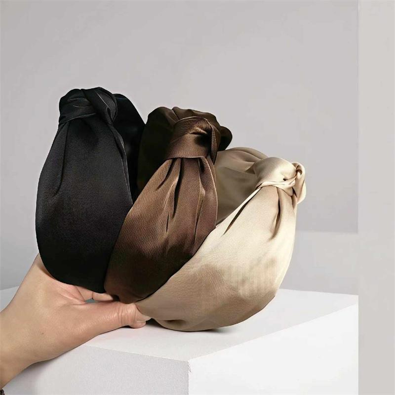 Top Bow Knot Satin Cloth Headband for Women Girls Daily Shopping Head Wears Simple Ladies Hair Hoop Accessories