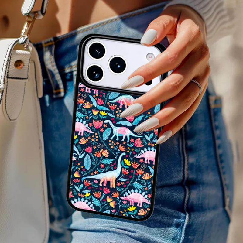 Cute Dino Dinosaur Phone Case For iPhone 17 Air 14 15 13 12 Max Cover For Apple 14 15 16 16e 11 Pro Max Plus