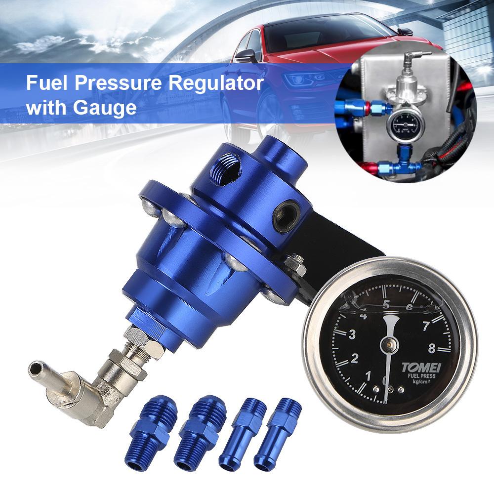 Universal Aluminum Vehicle Refitting fuel Supercharger Adjustable Fuel Pressure Regulator with Gauge Kit car Pressure Regulators 5