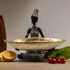 African Girl Holding A Plate Sculpture, Home And Office Decorative Storage Ornament, Vintage Collectible Craft Deskt Decor