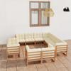 Day and Night - Day and Night Garden Furniture Set 11 Pcs Honey Brown Pine Wood Cushions