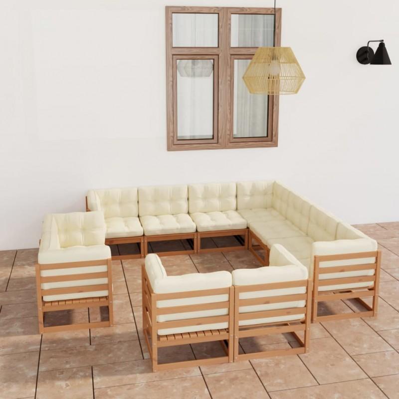 Day and Night - Day and Night Garden Furniture Set 11 Pcs Honey Brown Pine Wood Cushions
