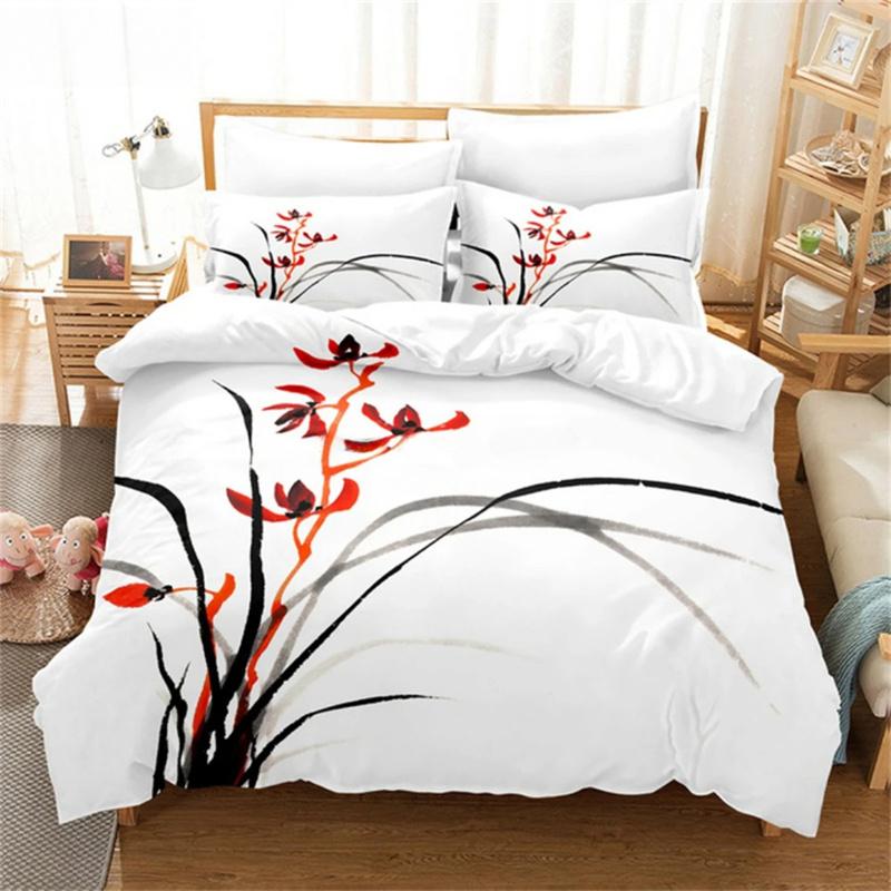 Red Rose Flowers Bedding Set Fashion Duvet Cover Gift For Women Girls Twin Single Queen King Full Size Polyester Duvet Cover Set