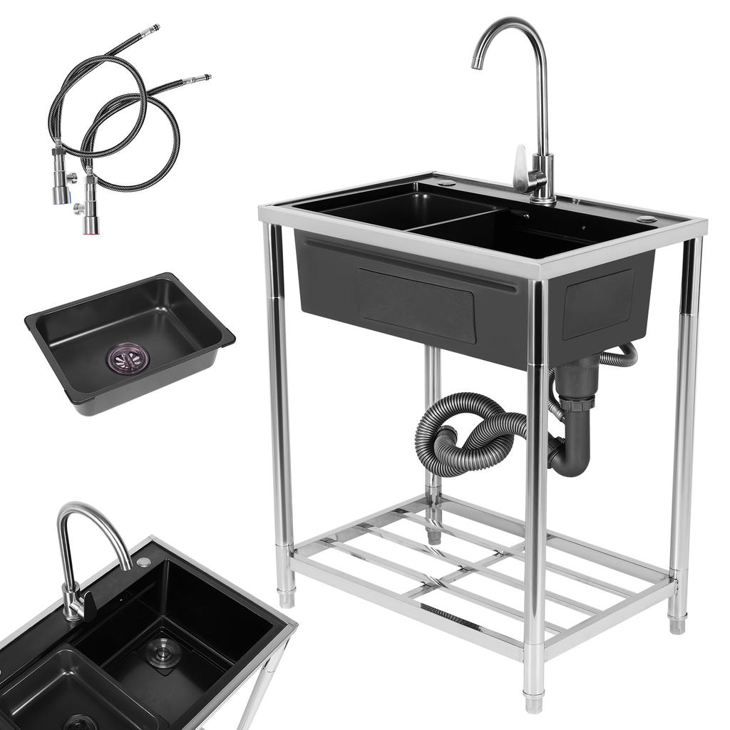 304 Stainless Steel Multi Use Sink with Adjustable Feet Stand Faucet Drain Kit for Garage Kitchen Laundry Room Bathroom