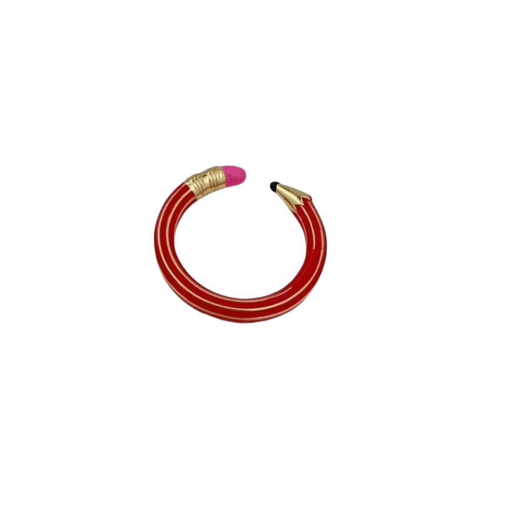 Zinc Zinc Alloy Colorful Enamel Ring Minimalist Style Finger Ring Casual Pencil Shaped Open Ring  Theme Party