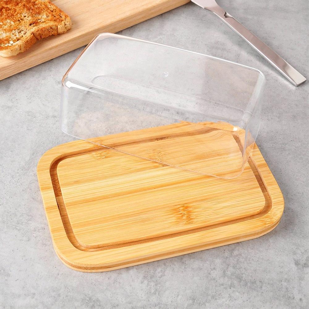 Bamboo Butter Dish Kitchen Container for Butter Storage