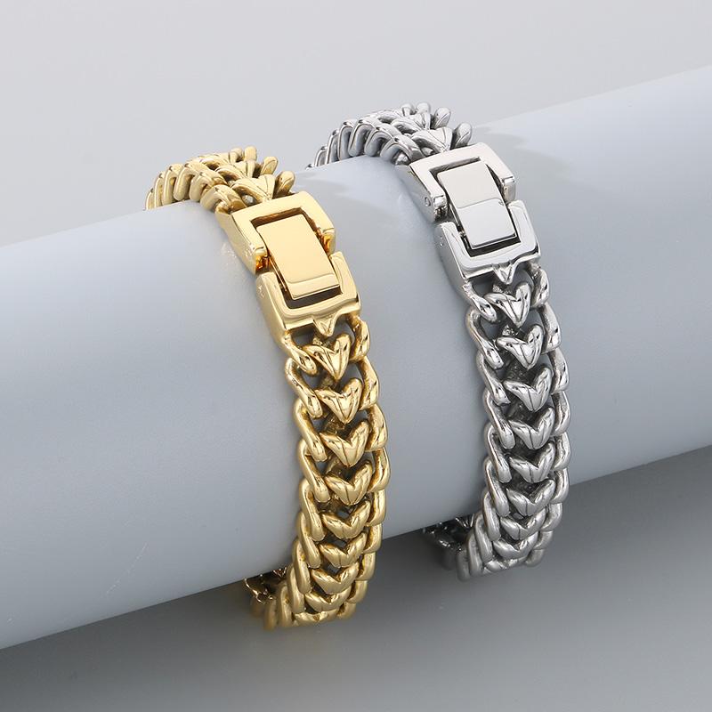Shiny Stainless Steel Braided Chain Bracelet for Men Punk Personalized 12MM Miami Cuban Accessories Chunky Trend Jewelry