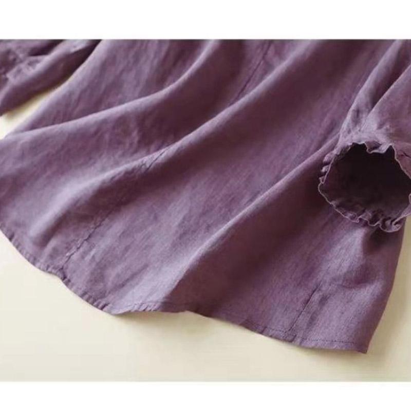 100% bavlna Literární retro košile Top Dámské Volné Univerzální pětibodové rukávy Tenké Prodyšné