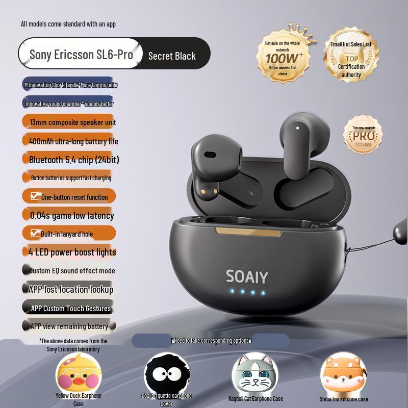 Sony Ericsson SL6 2025 True Wireless Semi-In-Ear Sports Bluetooth Headphones for Huawei & Apple.