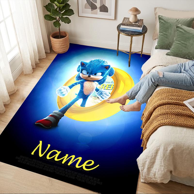 Personalized Name Shadow Sonic Living Room Non-Slip Area Rug Soft Carpet for Bedroom Playroom Sofa Office Home Decor Doormat
