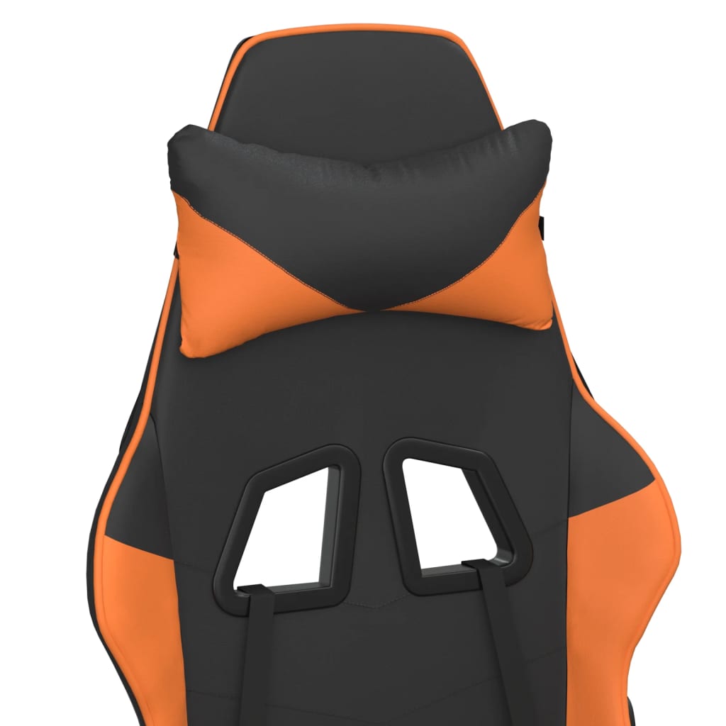 Gaming Chair with Massage Function and Footrest Black & Orange Faux Leather