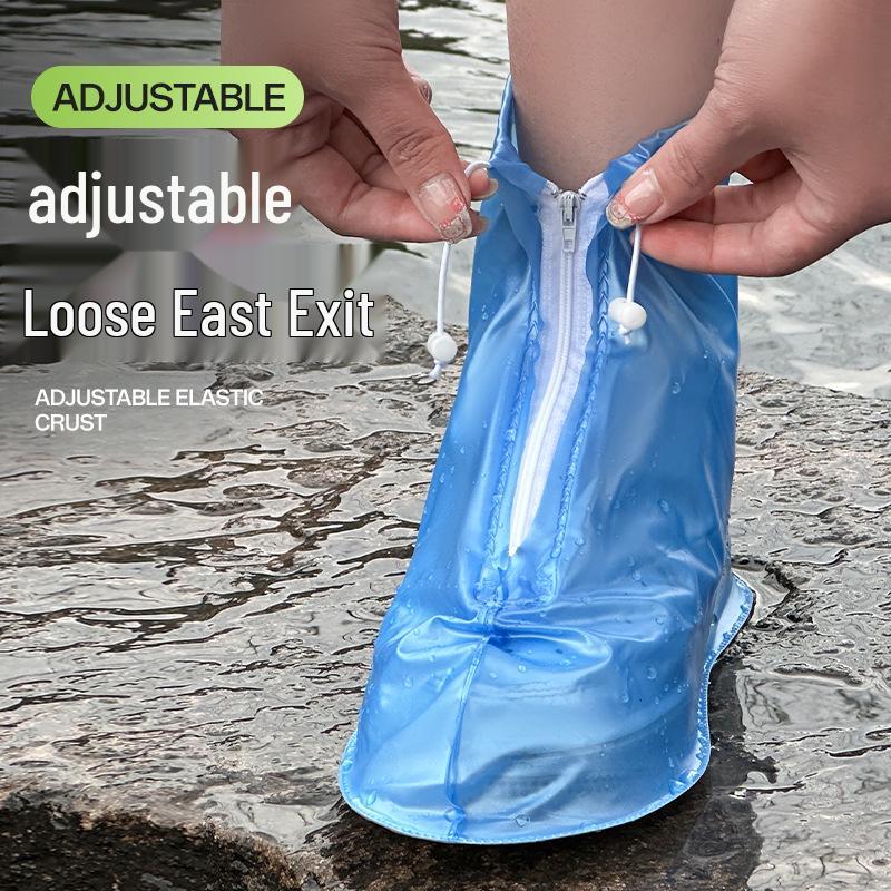 Men's and Women's Waterproof Non-slip Reusable PVC Shoe Covers - Adult Rainproof and Wear-resistant Design