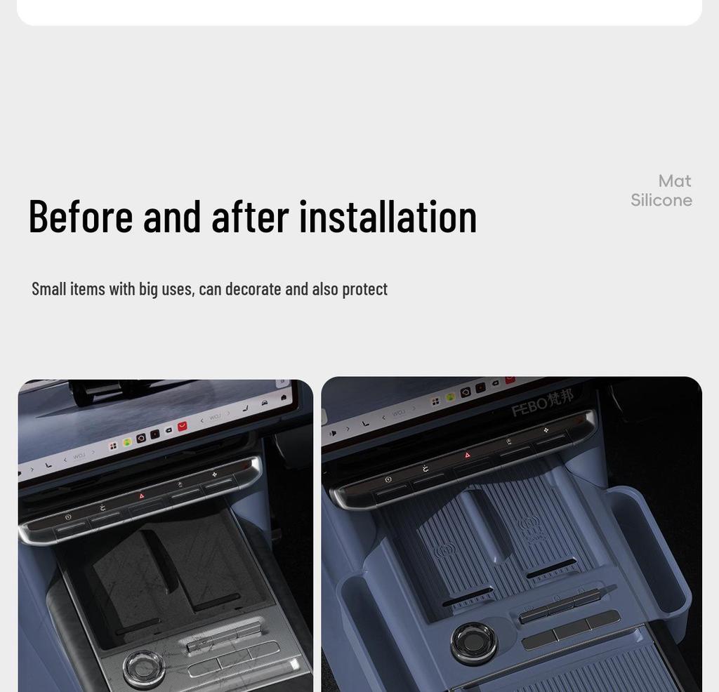 Zeekr 9X Center Console Storage Box: Silicone Upgrade with Full Wrap and Partitioning Interior Organizer.