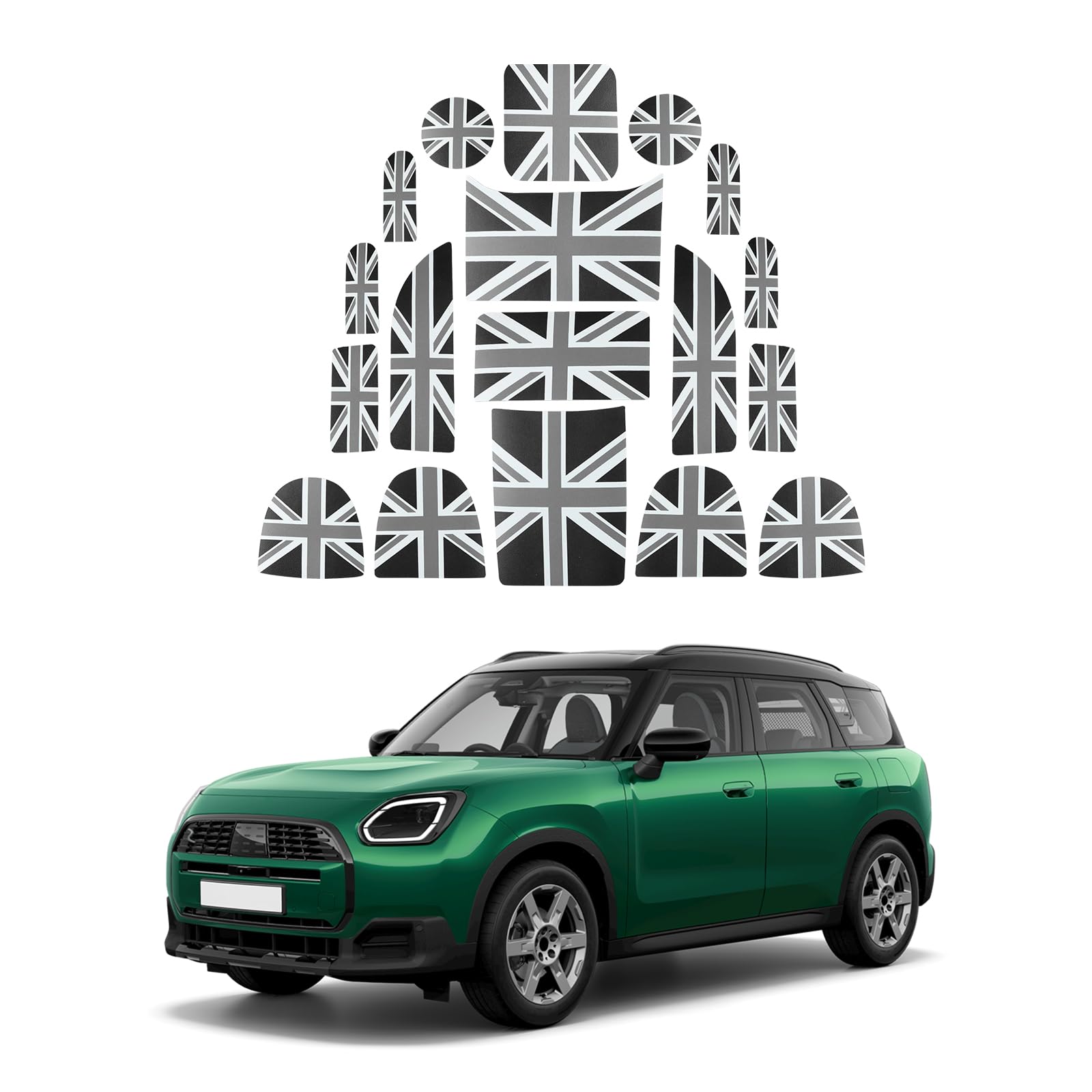 

KUNGKIC Interior Protective Mat for 2024 2023 2025 Mini Cooper Countryman Door Cup and Glove PU Non-Slip U25, Pocket, Console, Holder, Box, (Gray