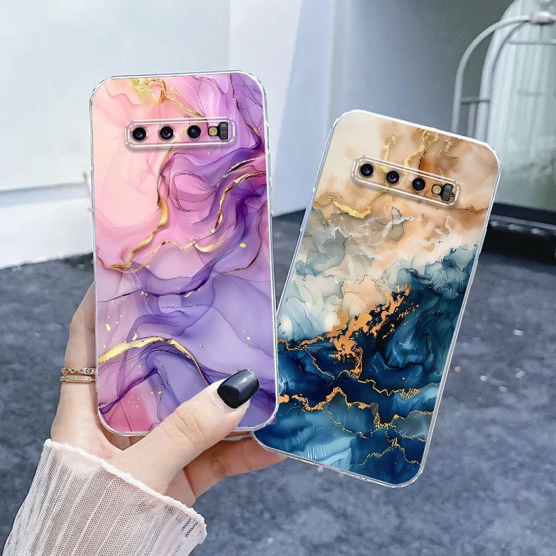 For Samsung S10 Plus S10 5G Case Luxury Phone Case For Samsung GalaxyS10 S10E Marble Flower Clear Soft Silicone Protective Cover
