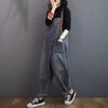 Salopette da donna primaverile e autunnale larga a gamba dritta sottile in denim lavato a nove punti