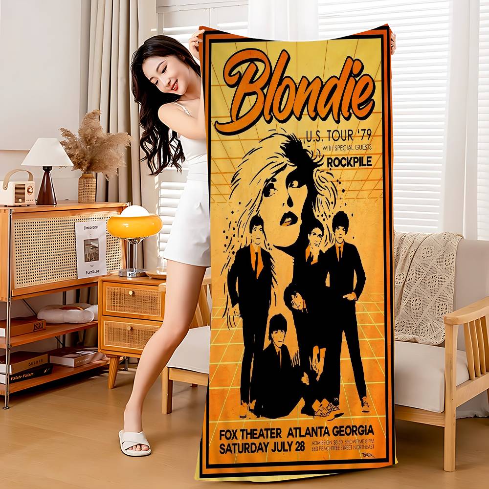 

Punk Rock Band B-Blondie Microfiber Beach Towel Absorbent Quick Dry Soft Yoga Swimming Resort Mountain Climbing Towel W40*H60(CM)