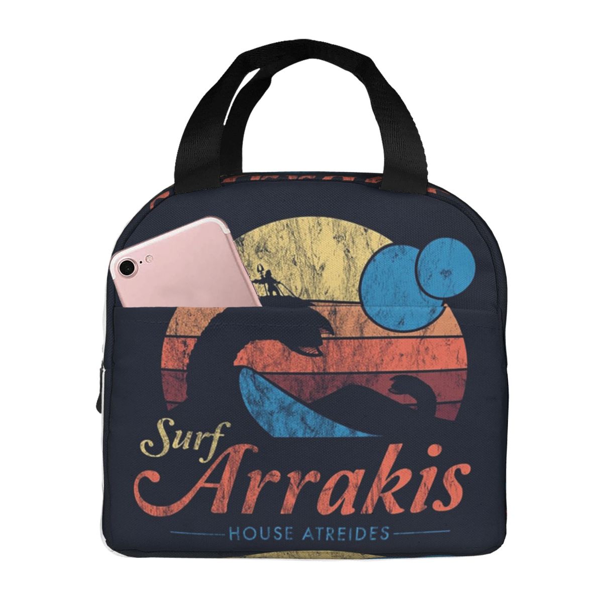 Visit Arrakis Distressed Surf Dune Sci Fi Insulated Lunch Bag for Women Kids Portable Food Boxes Thermal Lunch Box Tote One Size