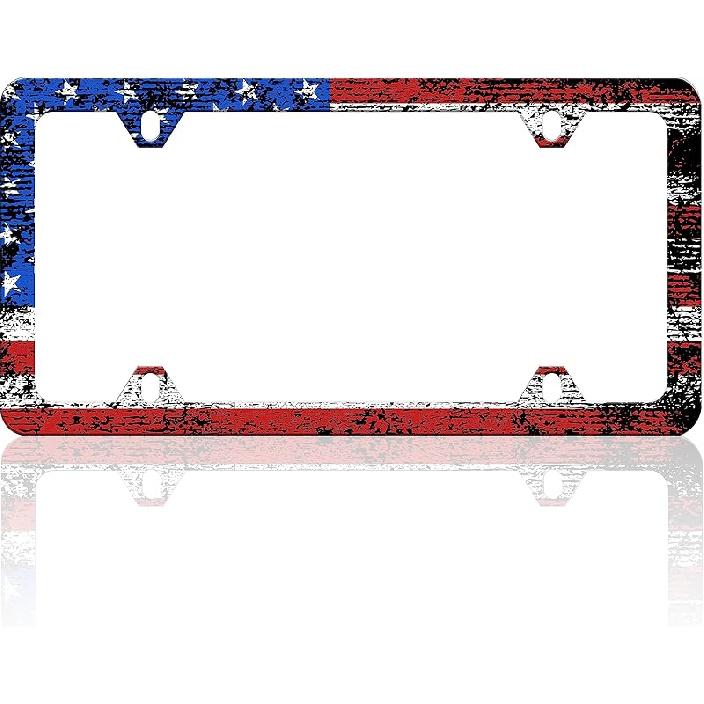 Black And White Cow Print License Plate Frame Funny Spots License Plate Frames Animal Pattern Auto Accessory Bracket Stainless Steel License Plate