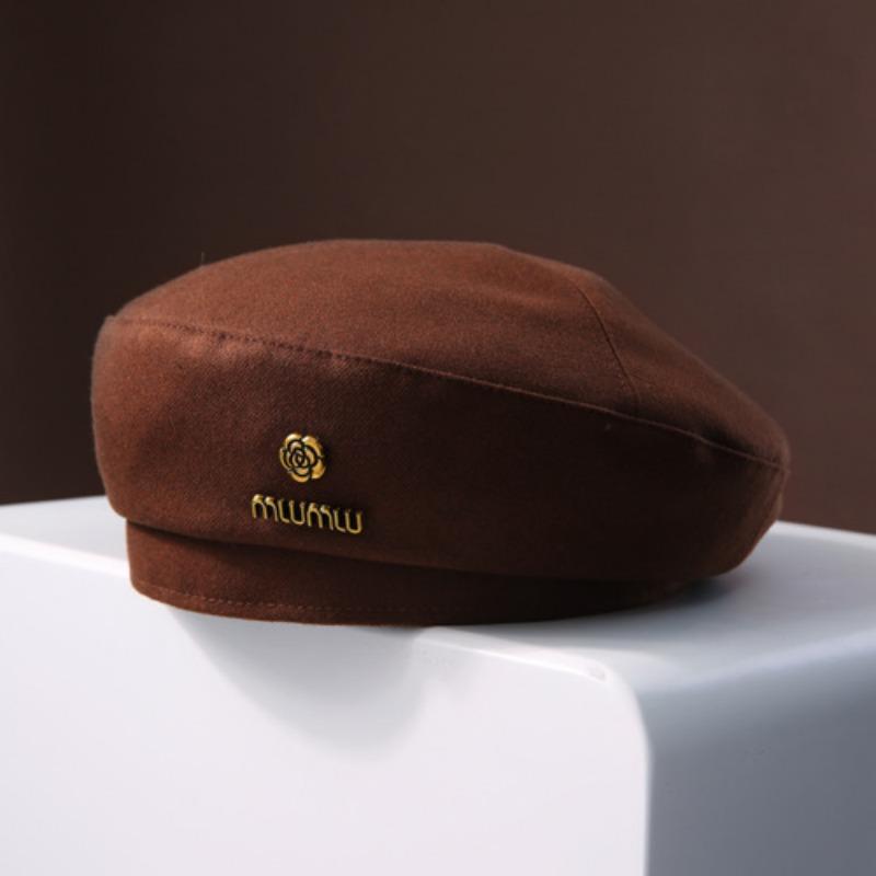 French Woolen Beret Women's Autumn and Winter New Style Showing Face Small Black Fashionable Bree Hat Trendy