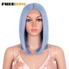 FREEDOM Synthetic Lace Wigs Straight Short Bob Ombre Blonde Blue Lace Wig Middle Part Lace Wigs For Black Women Cosplay Wigs