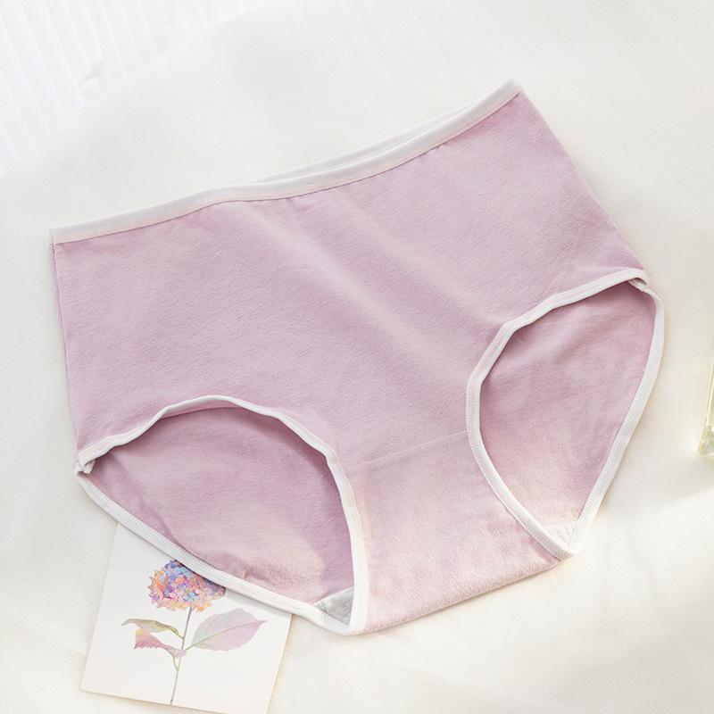 Women's Cotton High Waisted Underwear Macaron Color Series Simple Solid Color Comfortable Soft Mid High Waisted Triangle Waistband