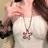 Personalized Design Hollow Starfish Necklace Leopard Print Long Sweater Chain New Fashion Wear Accessories Neck Chain