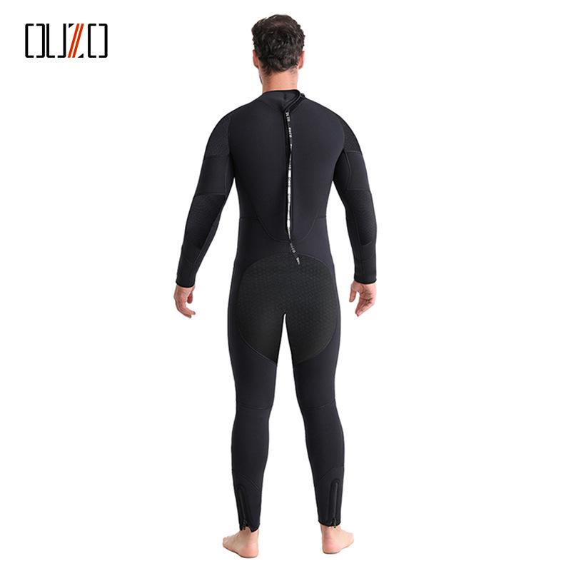 OUZO7mm CR Super Elastic Long Sleeve Wetsuit - Thick, Cold-Proof for Surfing, Free Diving, and Scuba Diving
