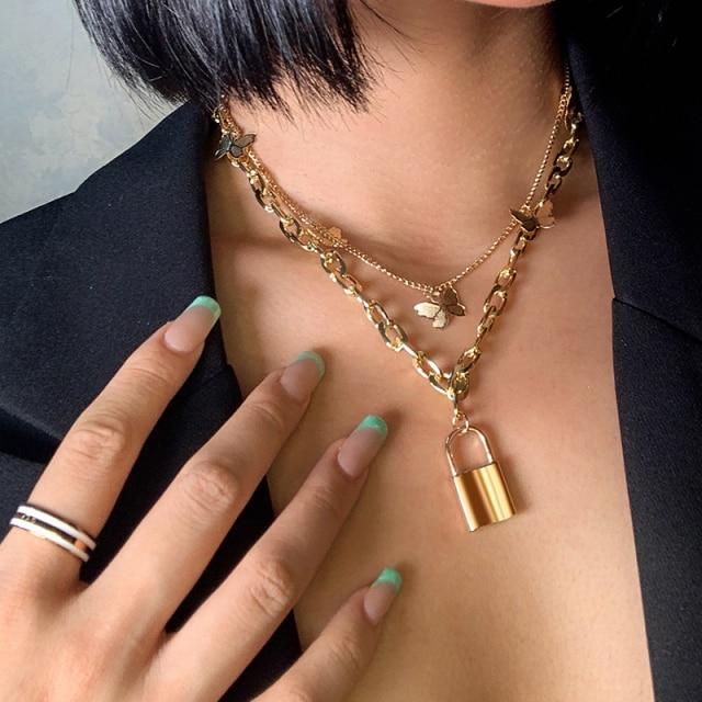 17 km Stylové Stylové Asymetrické Zámek Náhrdelníky Twist Zlatá Barva Tón Barvy Robustní Tlustý Dámský Zámek Choker Řetěz Náhrdelníky Sběr Sběr