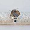 Handmade Round Smoky Quartz Ring: 925 Sterling Silver, Capricorn Birthstone