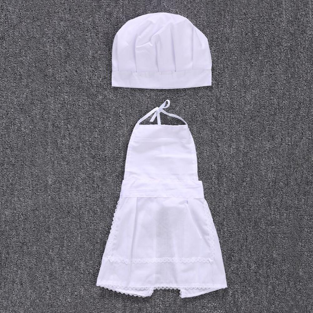 White Cook For Kids Costumes Cotton Blended Apron Costume Photography Baby Photos Chef Hat