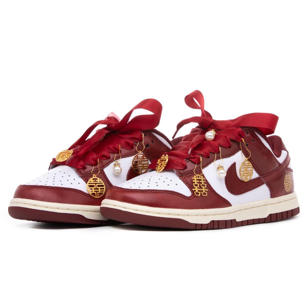 Nike Dunk Low PRM Low top Skateboard Shoes Women's White Red Gold FJ4555-100(Team-)-Random packaging bags