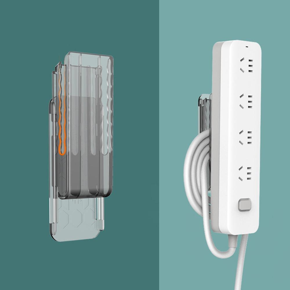 2in1 Socket Holder Organizer Wall-Mounted Punch Free Cable Organizer Self-Adhesive Seamless Power Strip Holder Gadget Home Decor