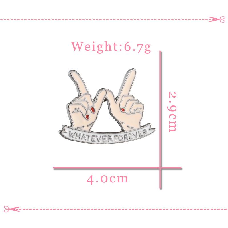 Fashion Finger Gesture Brooch WHATEVER FOREVER Slogan Enamel Pins Backpack Denim Lapel Badge Metal Icon Jewelry Gift For Friends