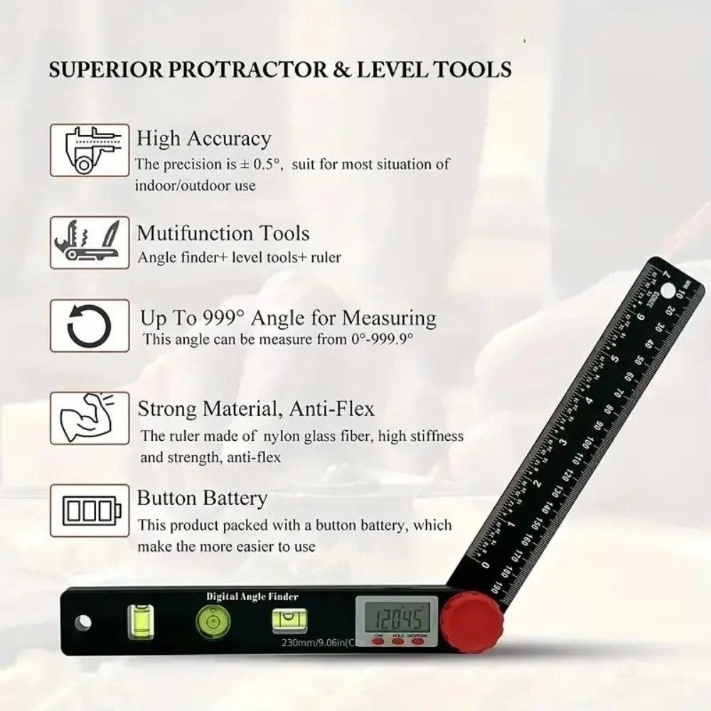 230mm 4 in 1 Digital Angle Finder 0-999.95° Measuring Angle Ruler  Angle Measuring Tool