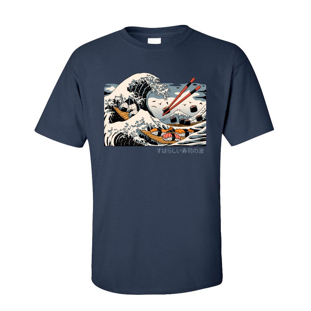 Men TShirt Great Waves Nara Tops Shirt All Cotton ONeck Short Sleeve Japan Sushi Printed Tee Shirt Mother Day Gift Top Quality