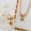 Fashionable High Quality Heart M&M Necklace Plated 18k Draw Bracelet Non-Fading Stainless Steel Jewelry Zircon Set
