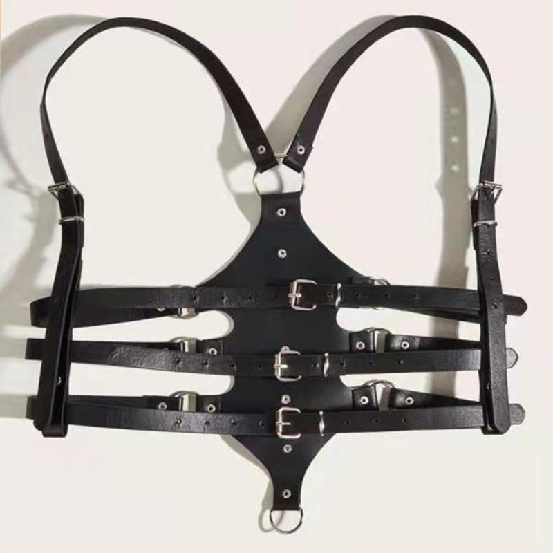 Punk Waist Belt Women Halloween Leather Skinny Body Adjustable Belts with Alloy Buckle for Party Night Club Waist Slim