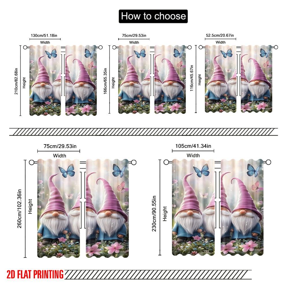 2pcs,2D plane printing Window Curtain FairyTaleDwarves Versatile 100% Polyester (without rod) Holiday Perfect for Bedroom,