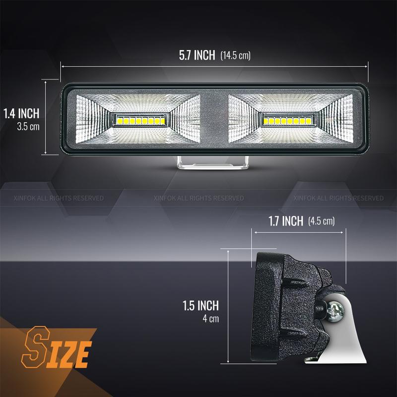 6'' LED Work Bar 16led Slim 48W Moto Work SUV Offroad UTV 4x4 Truck Backup Reverse Spotlight Driving Fog Lamp