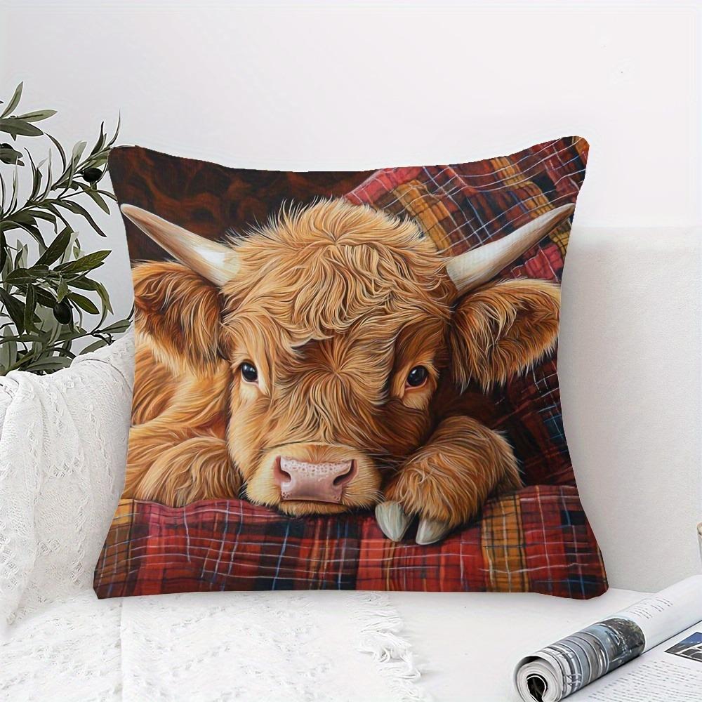 

1 Traditional Highland Cow Pillow Cover 40x40cm/16x16inch