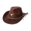 Stylish Unisex Broad Brims Hat PU Fashionable Ethnic Print Perfect For Outdoor Event Costume Parties Travel