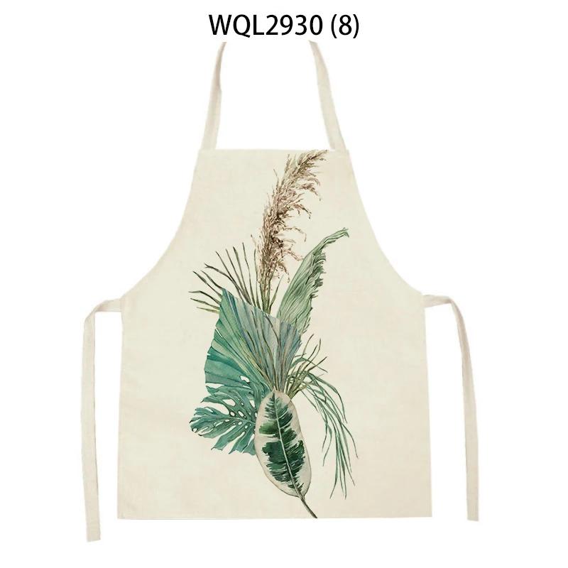 Cleaning Supplies Flower Plants Pattern Kitchen Aprons Sleeveless Linen Aprons Home Cooking Baking Accessories Antifouling Apron