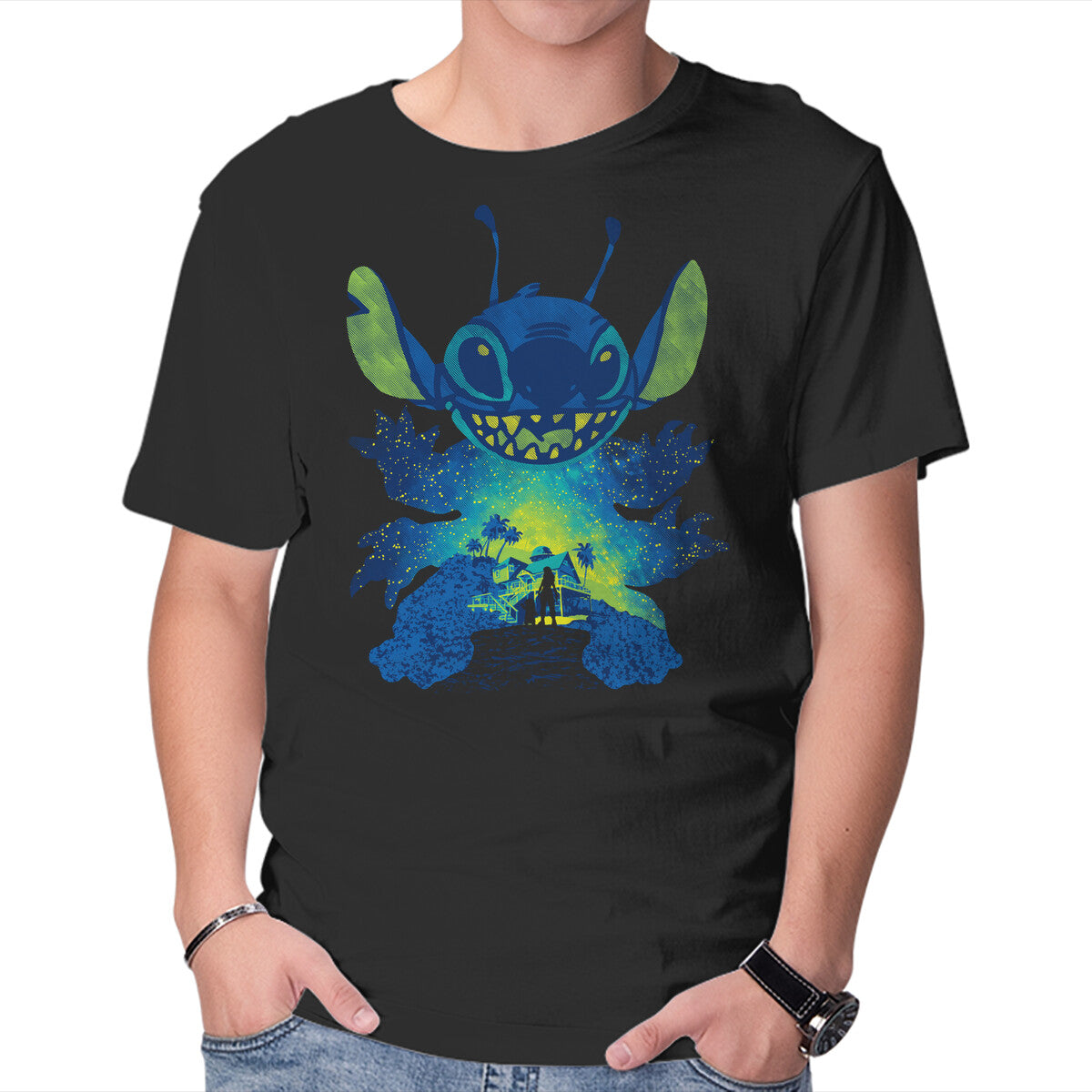 Unisex Crew Neck T-Shirt Alien Experiment Graphic Short Sleeve Casual Tee L