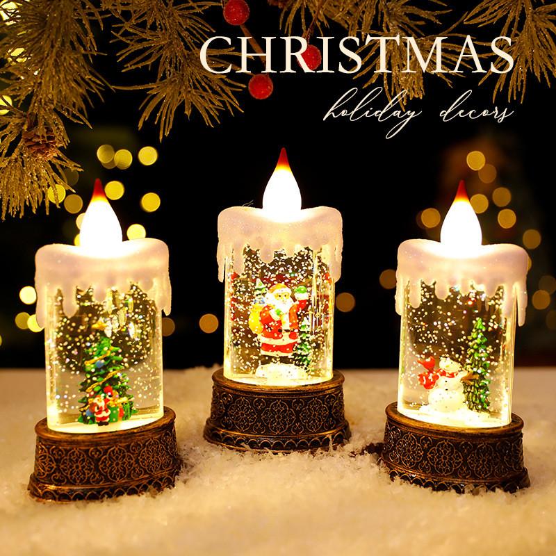 Christmas Waterilluminated Candle Night Light With Creative Mini Wind Lamp For Holiday Decor